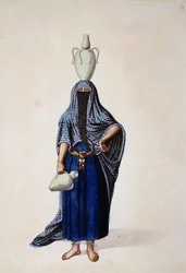 Ägyptische Frau mit einem Ibrik-Wasserkrug, osmanische Periode, drittes Viertel des 18. Jahrhunderts