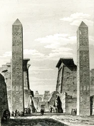 Eingang zum Luxor-Tempel, aus Voyage dans la Basse et dans la Haute-Egypte von Dominique Vivant Denon (1747-1825) 1802