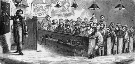 Abendkurs an einer öffentlichen Abendschule in Paris im Jahr 1858