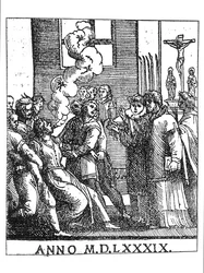 Exorzismusszene im Jahr 1589