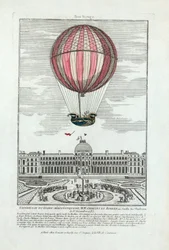 Erfahrung des Heißluftballons von MM. Charles und Robert im Jardin des Tuileries am 1. Dezember 1783, veröffentlicht 1783