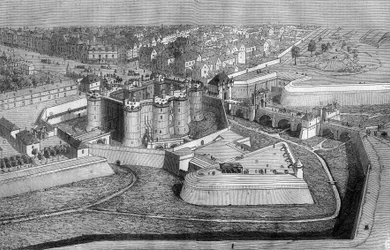 Außenansicht der Bastille in Paris im Jahr 1650