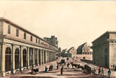 Außenansicht der medizinischen Schule in Paris unter dem Konsulat (1799-1804). Gravur des 19. Jahrhunderts. Private Sammlung.