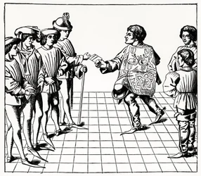 Mode und Manieren des Königs der Waffen, aus den Tournois du roy Rene, geschrieben und graviert von Paul Lacroix, 1878