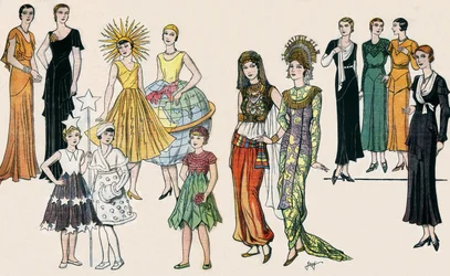 Französische Damen- und Kinderkleidung