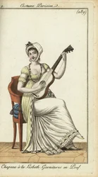 Modische Frau spielt Gitarre