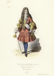 Modisch gekleideter Ritter der Regierungszeit von Ludwig XIV. von Frankreich
