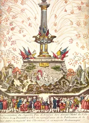 Feuerwerk vor dem Hôtel de Ville in Paris zur Feier des Friedens von Versailles, 14. Dezember 1783