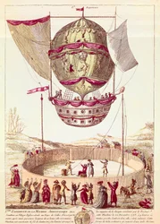 Erster Flug eines Heißluftballons, 22. Dezember 1783 in Defsessebruk (Wales)