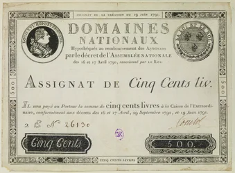 Fünfhundert-Livres-Banknote, 19. Juni 1791