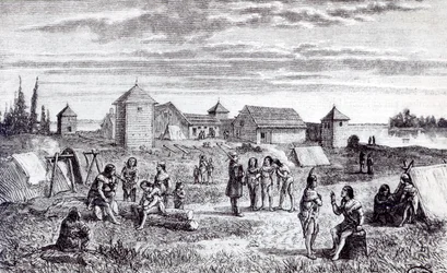 Fort Youkon, eine Handelsstation der Hudson Bay Company, 19. Jahrhundert