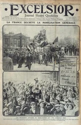 Frankreich erklärt die Generalmobilmachung am 2. August 1914, Titelillustration von Excelsior am Sonntag, 2. August 1914
