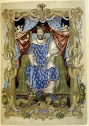 Franz I. auf seinem Thron in Zeremonialkleidung