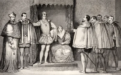 Francois II (1544-60) erklärt den Parlamentsabgeordneten, dass der Herzog von Guise und der Kardinal den Staat regieren werden, aus 