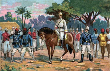 Französische Expedition nach Dahomey: Französischer General Alfred Amedee Dodds (1842-1922) nach Benin (Dahomey) im Jahr 1892