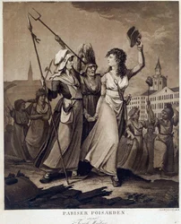 Französische Revolution: „Pariser Fischweiber“ Druck um 1789 Paris, Musee Carnavalet