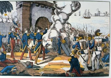 Französischer Angriff auf die mexikanische Festung San Juan de Ulua während des Gebäckkriegs von 1838