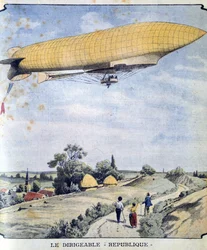 Französisches Militärluftschiff La Republique auf ihrem Jungfernflug von Paris nach Compiegne