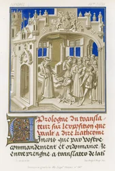 Frontispiz in Grisaille eines Manuskripts