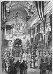 Beerdigung von Marschall Pelissier, Herzog von Malakoff: berühmter Trauergottesdienst in der Kirche der Invaliden, 9. Juni