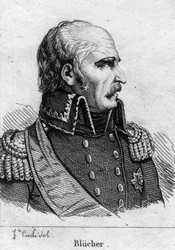 Gebhard Leberecht, Fürst Blücher von Wahlstatt (1742-1819), preußischer Marschall. Gravur des 19. Jahrhunderts.