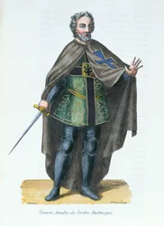 Großmeister des Deutschen Ordens, Illustration aus Histoire et Costumes des Ordres Monastiques von Pierre Helyot, 1842
