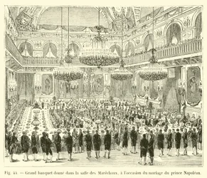 Großes Bankett im Saal der Marschälle anlässlich der Hochzeit von Prinz Napoleon