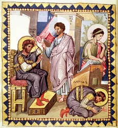 Die Buße Davids, mit David und Nathan, aus einem Psalter, 10. Jahrhundert