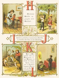 H I J K L: Geschicklichkeit, Garten, Iris, Jasmin, Kängurus, Kakato, Zauberlaterne, Bilderbücher