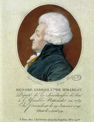Honoré Gabriel Riqueti, Graf von Mirabeau (1749-1791): Abgeordneter der Seneschaussée von Aix zur Nationalversammlung 1789, zum Präsidenten gewählt am 29. Jan. 1791 und gestorben am 2. April 1791