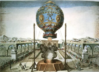 Heißluftballon im Garten von Jean Baptiste Réveillon in Versailles