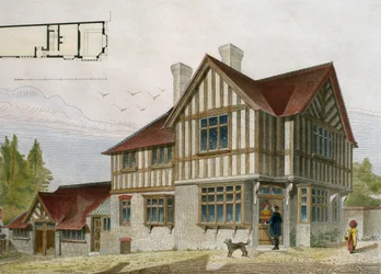 Haus eines kleinen Ladenbesitzers in London, Illustration aus Le Moniteur des architectes, 1884, graviert von Paul Louis Bury