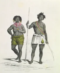 Götzendiener aus dem Königreich Benguela, Angola, graviert von Godefroy Engelmann