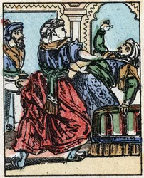 Illustration für die Märchen aus Tausendundeiner Nacht. Ali-Baba. Holzschnitt von Imaging Pellerin - Epinal, sp. Ende des 19. Jahrhunderts