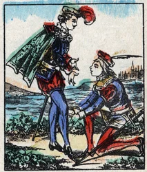 Illustration zu dem Märchen „Die Abenteuer von Groß Flandrin“. Holzstich von Imaging Pellerin - Epinal, sd. Ende des 19. Jahrhunderts.