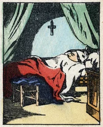 Illustration zu dem Märchen „Wahrhaftige Geschichte von Jeannot Serinet“. Holzstich von Imagery Pellerin - Epinal, sd. Ende des 19. Jahrhunderts.