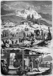 Bewohner und Milchwirtschaft der Alpen