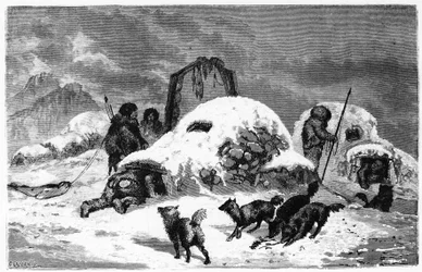 Installation der Eskimos in Etah - in „the free sea of the pole, voyage of discovery in the Arctic seas“