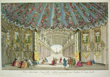 Innenraum einer Galerie, die zu den Vauxhall Gardens führt