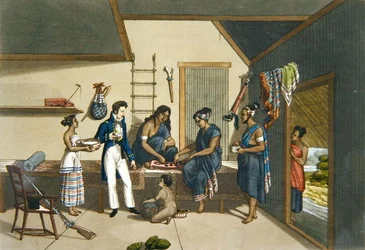 Innenraum eines Hauses in Coupang, Timor, aus 