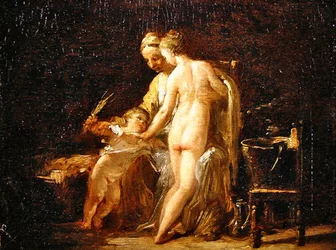 Innenraum mit einer Dame bei ihrem Bad, ca. 1800
