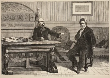 Interview zwischen Graf Bismarck und M. Jules Favre, September 1870, Illustration aus Cassells Geschichte des Krieges zwischen Frankreich und Deutschland, 1870-1871