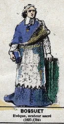 Jacques-Bénigne Bossuet (1627-1704), französischer Schriftsteller und Prälat, Bischof von Meaux. In „Galerie der Könige und Königinnen von Frankreich und berühmter Persönlichkeiten von 1643 bis 1895“ Bild von Epinal.