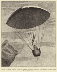 Jacques Garnerin führt den ersten Fallschirmsprung aus, aus einer Höhe von 1000 Metern, am 22. Oktober 1797
