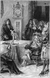 Joseph Guichard Du Verney (1648-1730) gibt dem Herzog von Burgund Louis von Frankreich (1682-1712) eine Anatomielektion. 18. Jahrhundert. Gravur von 1878.