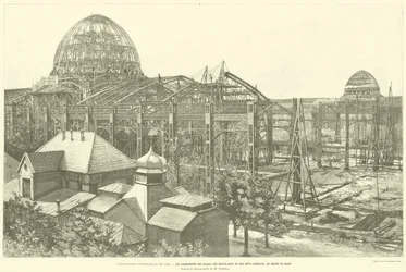 Die Weltausstellung von 1889, Die Rahmen der Paläste der Schönen Künste und der Freien Künste, auf dem Marsfeld, nach dem Foto von M. Godefroy