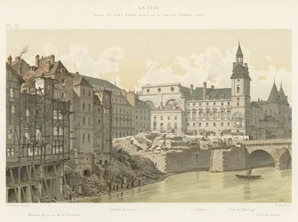 Die Cite, zwischen Pont Notre-Dame und Pont au Change, 1800