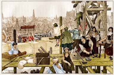 Grundsteinlegung der Sorbonne durch Kardinal Richelieu im Beisein des Erzbischofs von Rouen, Francois du Harlay, im 17. Jahrhundert