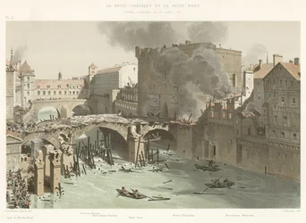 Das Petit-Châtelet und die Petit-Pont, nach dem Brand vom 27. April 1718