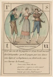 "Le bolero, danse espagnol," aus einer Serie von Alphabetkarten